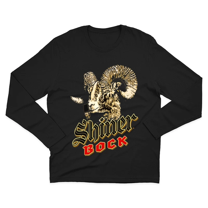 Vintage Shiner Bock Beer Logo with Golden Ram Head Design Male Long Sleeve T-Shirt