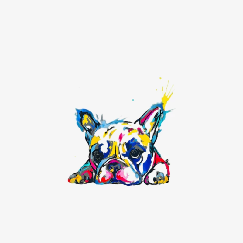 Bunter französischer Bulldoggen-Kunst Damen Langarm T-Shirt