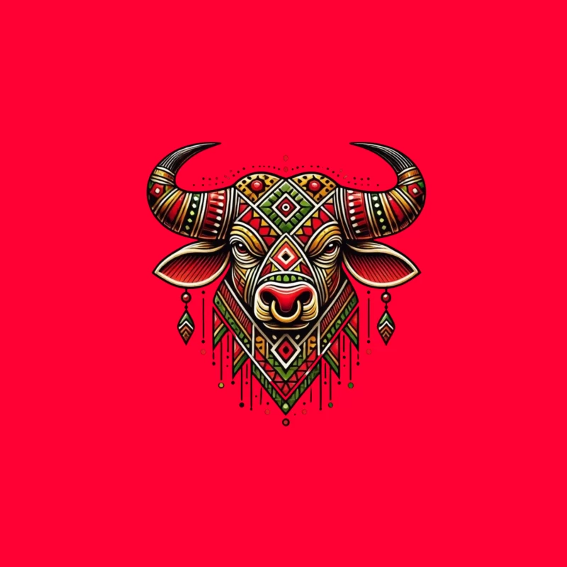 Decorative Bull Artwork Travel Mug