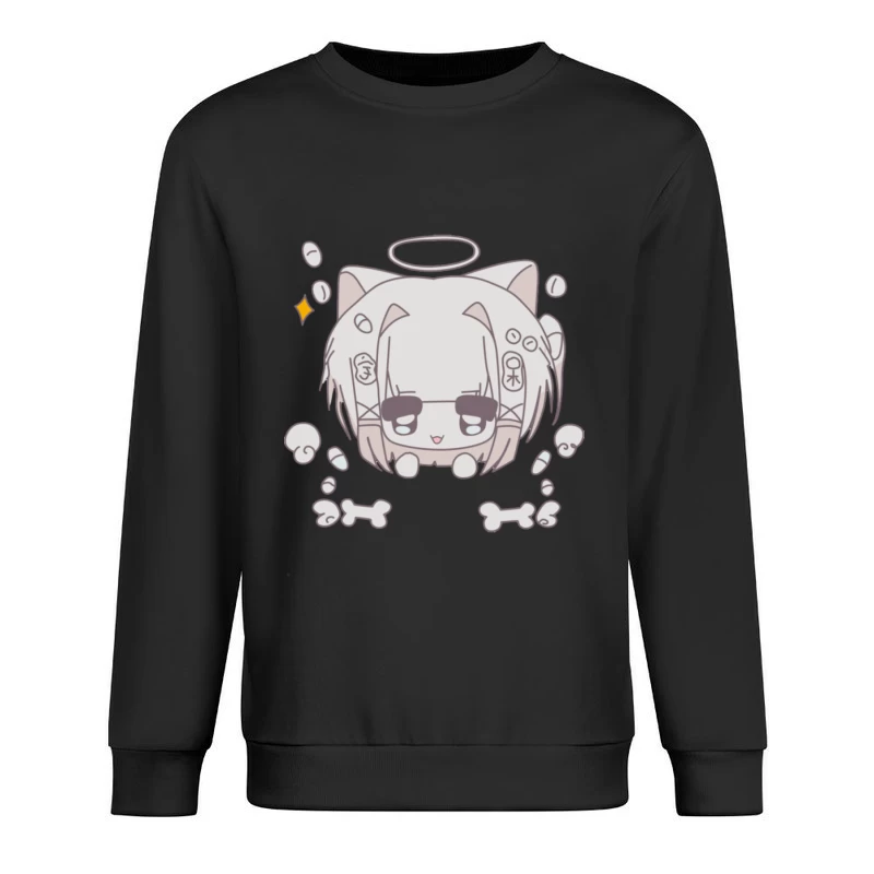 Niedlicher Katzenengel mit Knochen Herren Pullover Sweatshirt