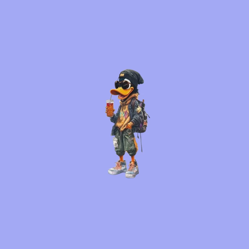 Cool Cartoon Duck with Sunglasses Desk Mat