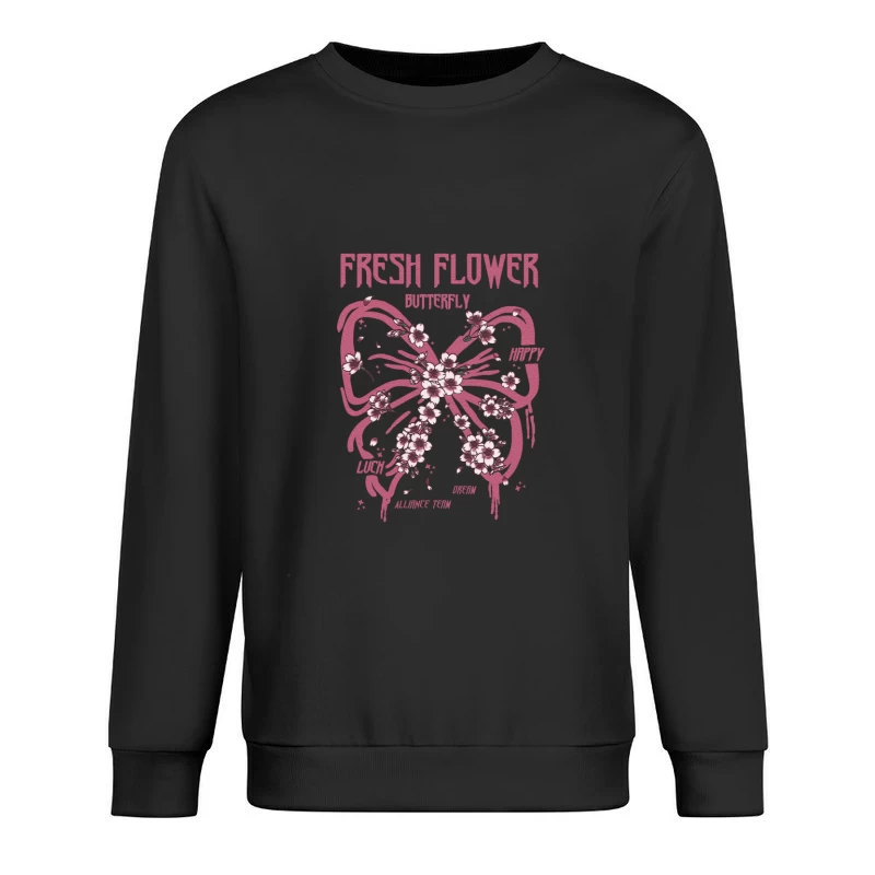 Frische Blumen Schmetterling Design Herren Pullover Sweatshirt