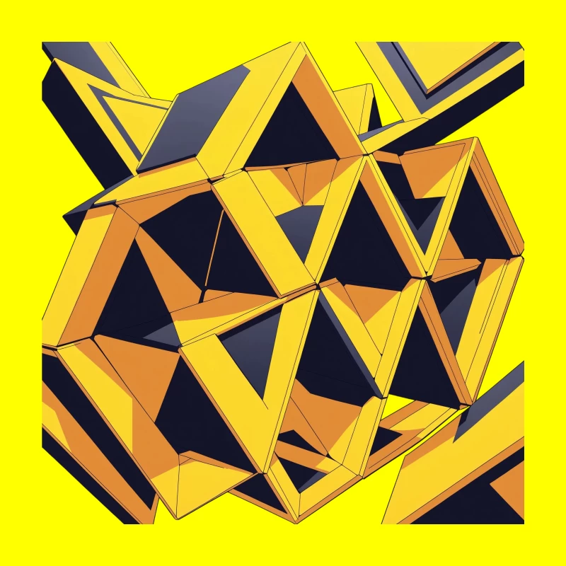 Abstract Geometric Shapes in Yellow and Black Throw Pillow