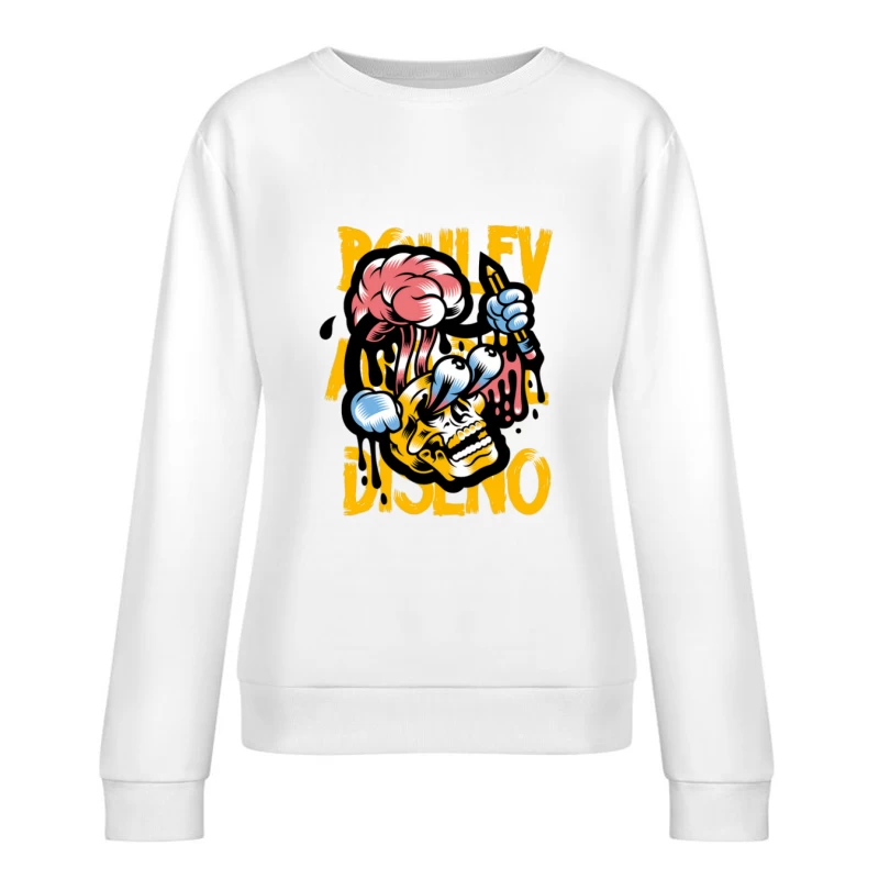 Kreativer Schädel-Design Damen Pullover Sweatshirt