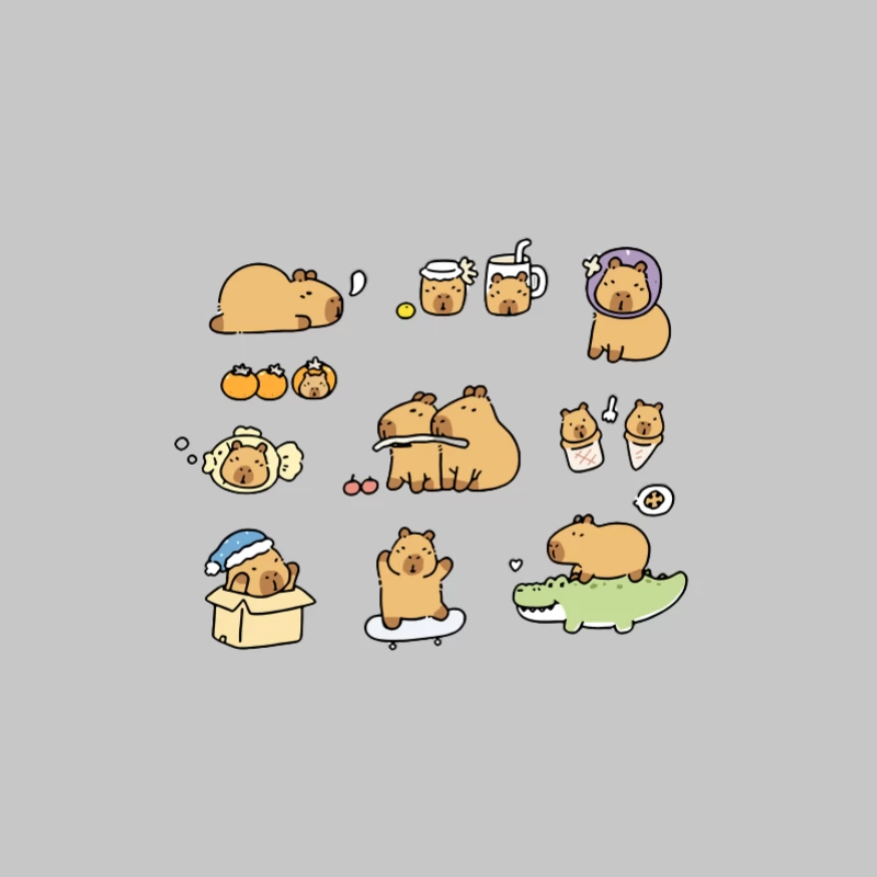 Illustrations mignonnes de capybara dans des scènes amusantes Femme Manches Longues T-Shirt