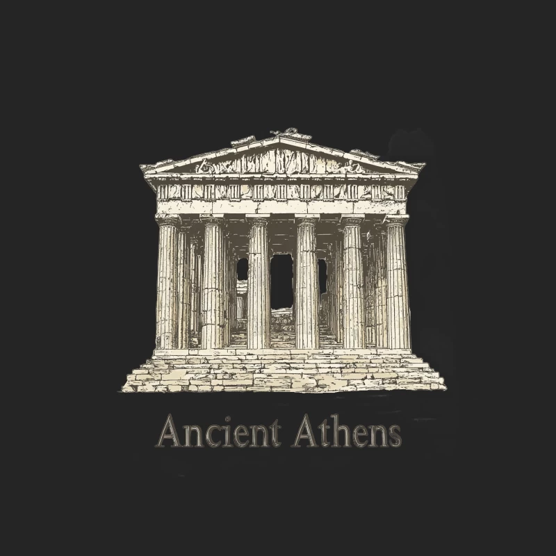 Ancient Athens: Parthenon Illustration on the Acropolis Male Pullover Sweatshirt