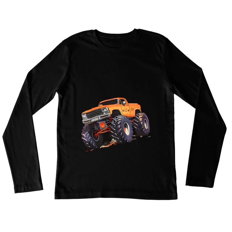Camion monstre orange avec grandes roues Femme Manches Longues T-Shirt