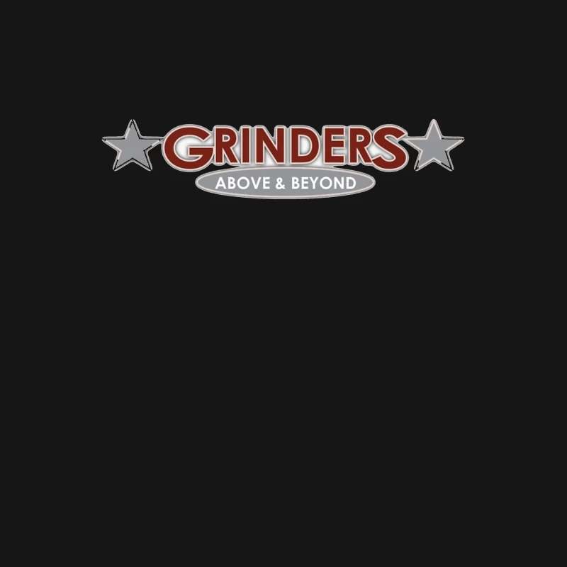 Grinders Restaurant Logo with Metallic Stars and Red Text Male T-Shirt