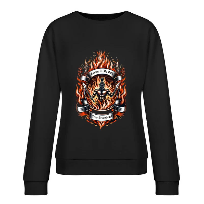 Mutiger Krieger im Flammenmotiv Damen Pullover Sweatshirt