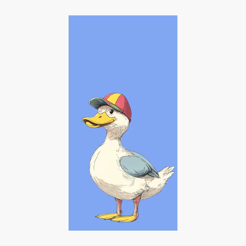 Cute Cartoon Duck Wearing Colorful Baseball Cap iPhone Case