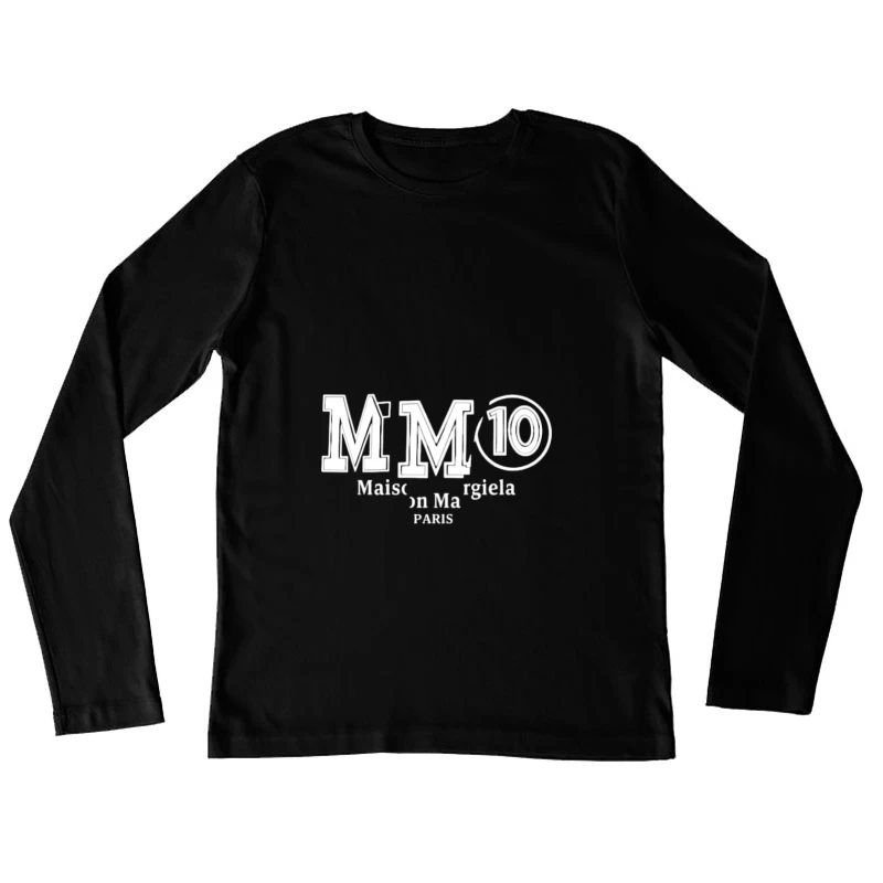 Logo Maison Margiela sur Fond Noir Femme Manches Longues T-Shirt