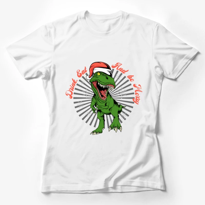 Festive Dinosaur Christmas Fun Female T-Shirt