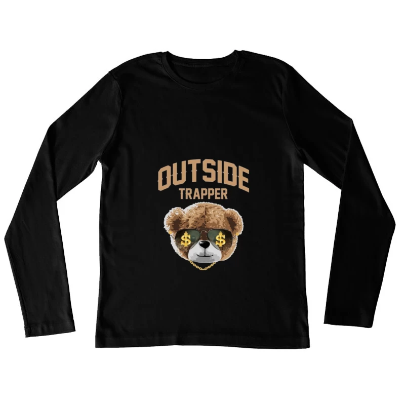 Coole Bär mit Dollarbrille Damen Langarm T-Shirt