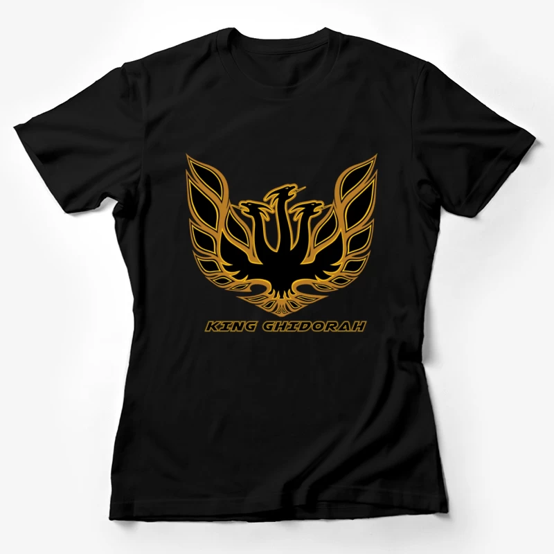 Black and Gold Phoenix King Ghidorah Emblem Logo Female T-Shirt