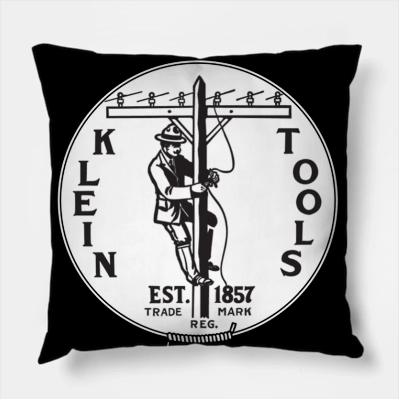 Klein Tools Vintage Lineman Logo Est. 1857 Throw Pillow