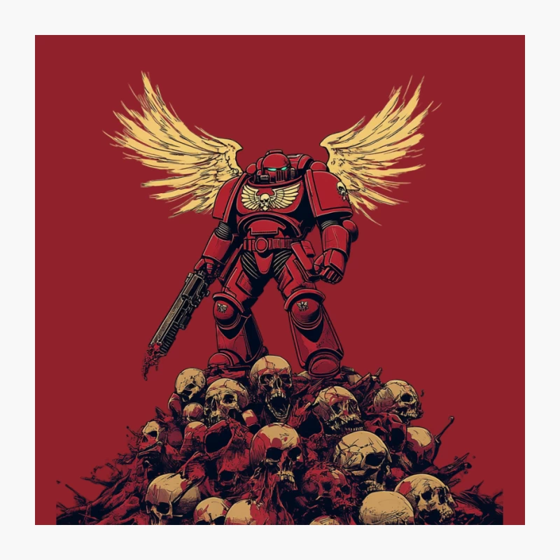 Blood Angels Space Marine Triumphant Over Pile of Skulls Pin