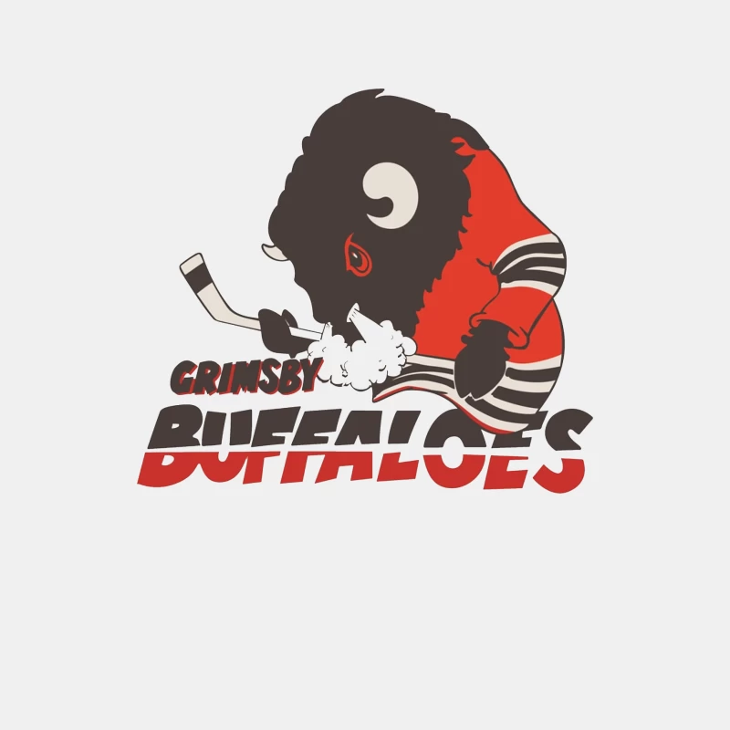 Grimsby Buffaloes: Cartoon Hockey Team Mascot Logo Male Tank Top