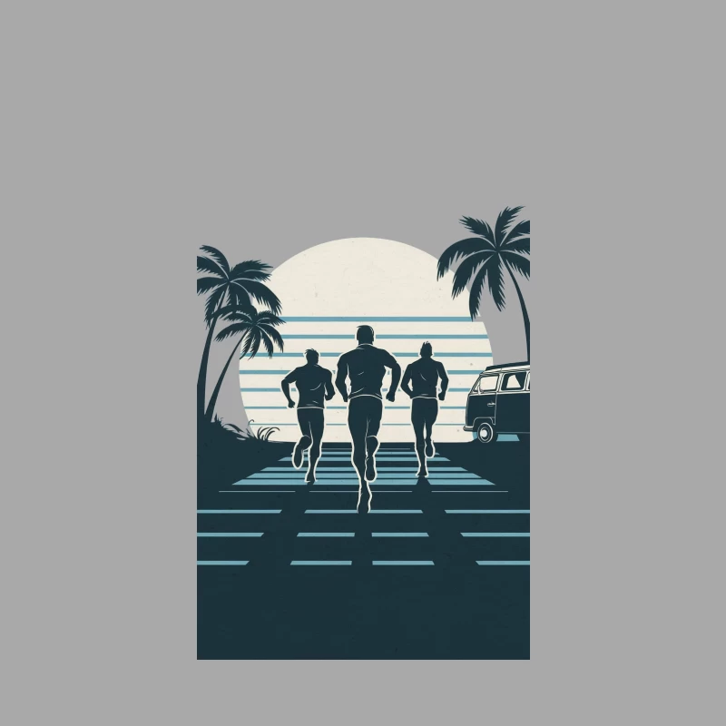 Retro Beach Run: Silhouettes at Sunset Female Pullover Hoodie