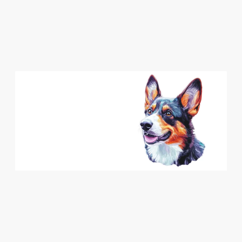 Vibrant Colorful Digital Portrait of a Smiling Corgi Coffee Mug