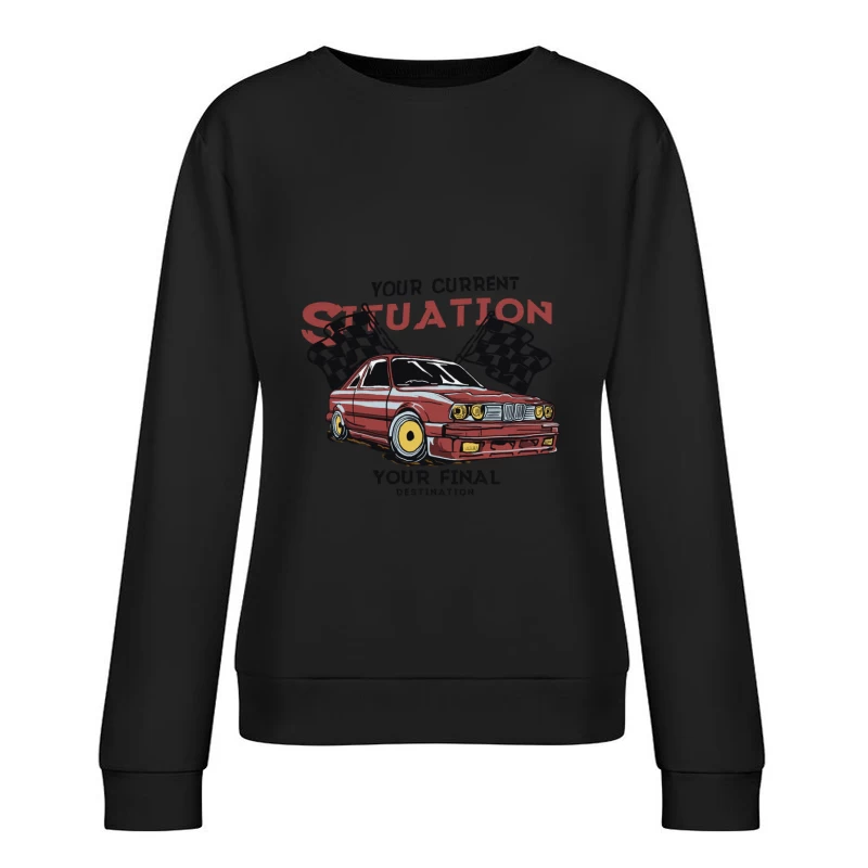 Klassisches Auto-Design mit Rennflaggenthema Damen Pullover Sweatshirt