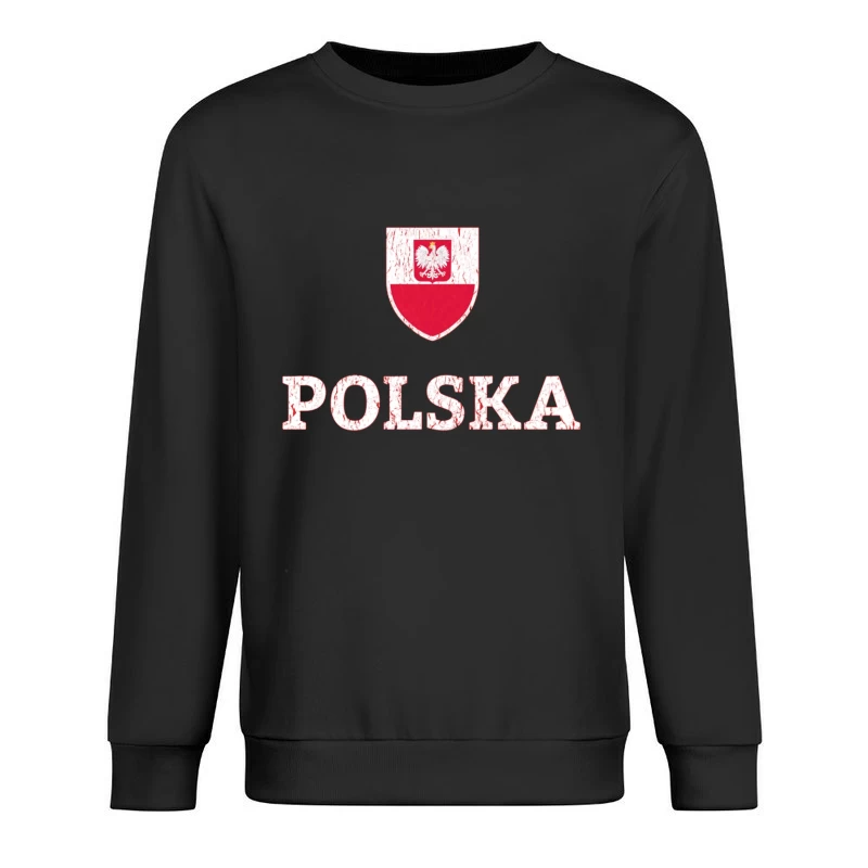 Polish National Shield with Eagle Emblem and Text Male Pullover Sweatshirt