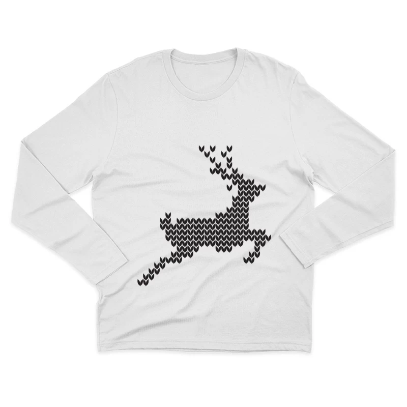 Art géométrique de cerf sauteuse Homme Manches Longues T-Shirt