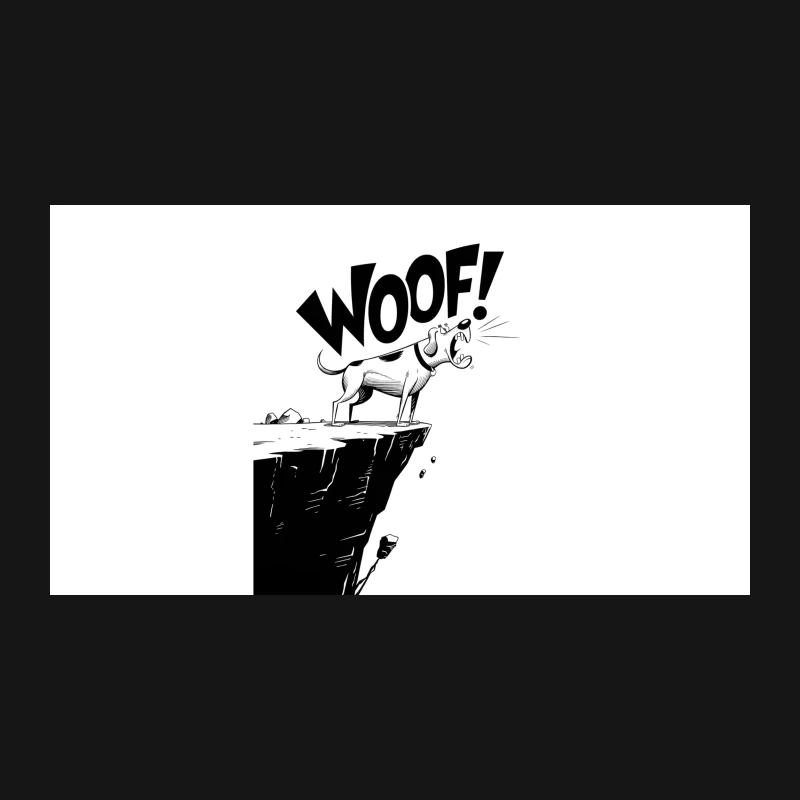 Barking Dog on Cliff: Comic Illustration Desk Mat