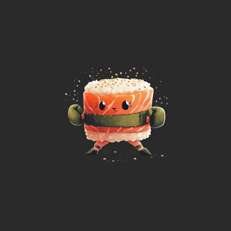 Adorable Anthropomorphic Sushi Character: Cute Cartoon Salmon Roll Baseball Cap