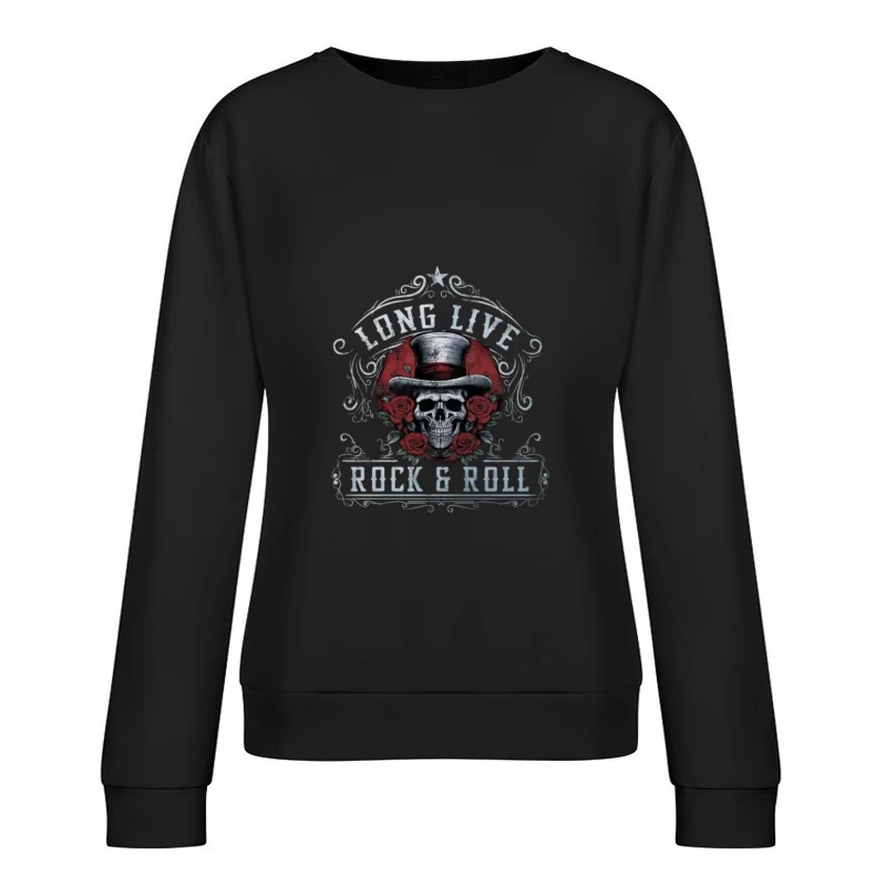 Long Live Rock and Roll Skull Design Female Pullover Sweatshirt