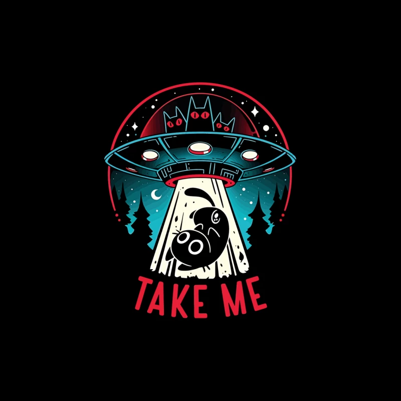 Take Me – UFO & Cat Abduction Whimsy Tapestry