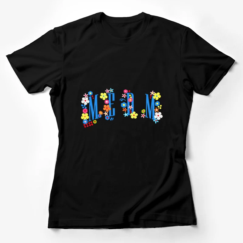 Blumiges typografisches Design mit dem Wort Damen T-Shirt