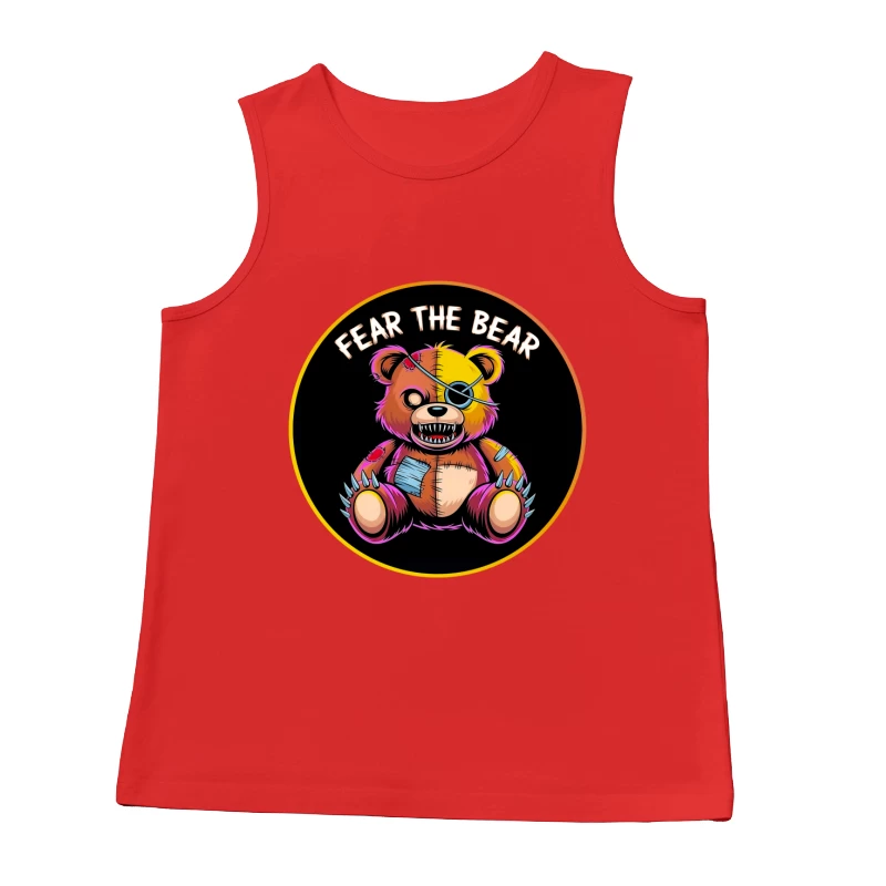 Scary Stitched Teddy Bear  "Fear The Bear" Male Tank Top