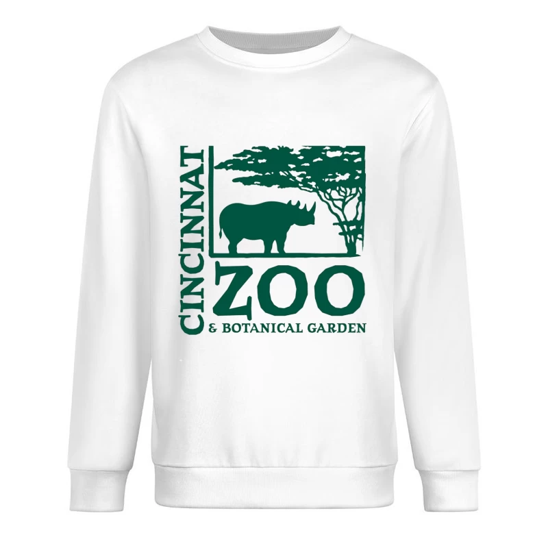 Cincinnati Zoo & Botanical Garden Logo with Rhinoceros and Acacia Tree Male Pullover Sweatshirt