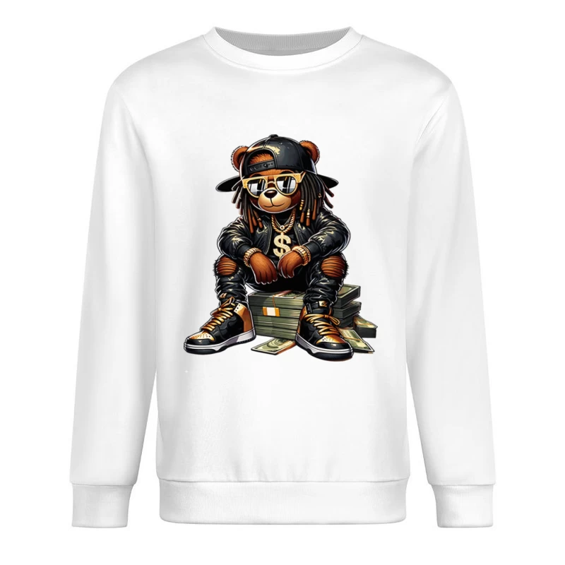 Hip-Hop-Bär mit Sonnenbrille und Geld Herren Pullover Sweatshirt