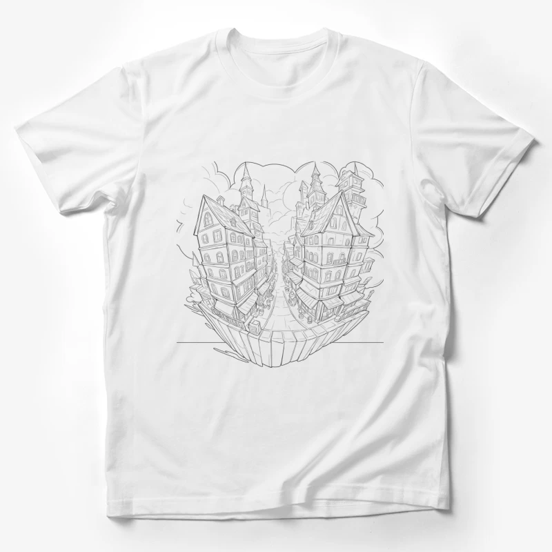 Surreal Split Design of Fantasy Architecture Male T-Shirt