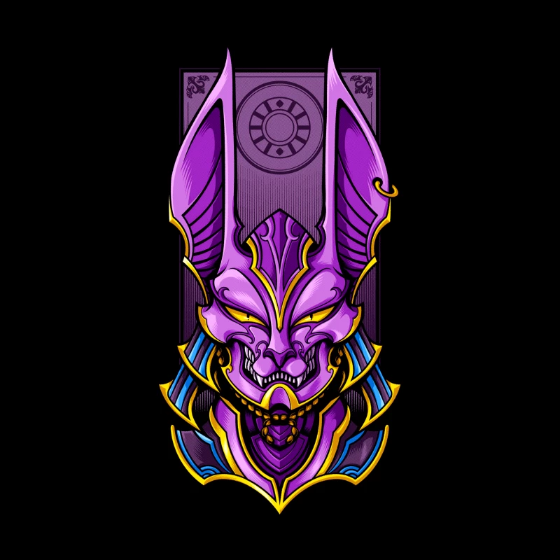 Purple Demon Mask Illustration iPhone Case