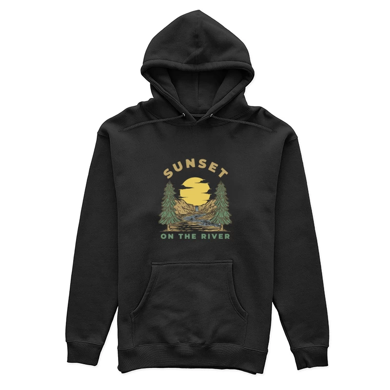 Sonnenuntergang am Fluss mit Wasserfall Damen Pullover Hoodie