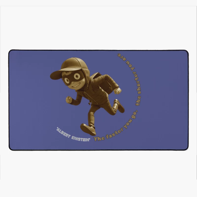 Vintage-Style Cartoon Runner with Mysterious Mask Desk Mat