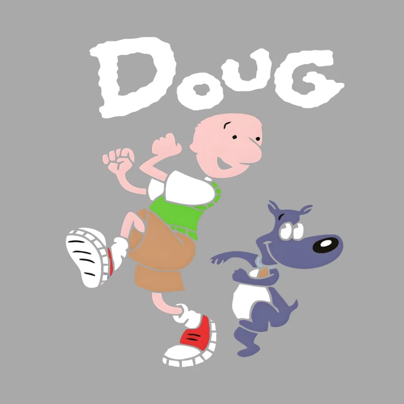 Cartoon Character Running with Dog Female Pullover Hoodie