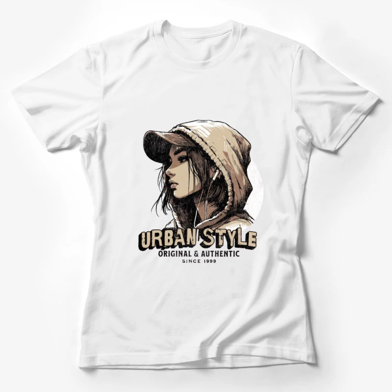 Urbanes Stil, Mütze und Kopfhörer Illustration Damen T-Shirt