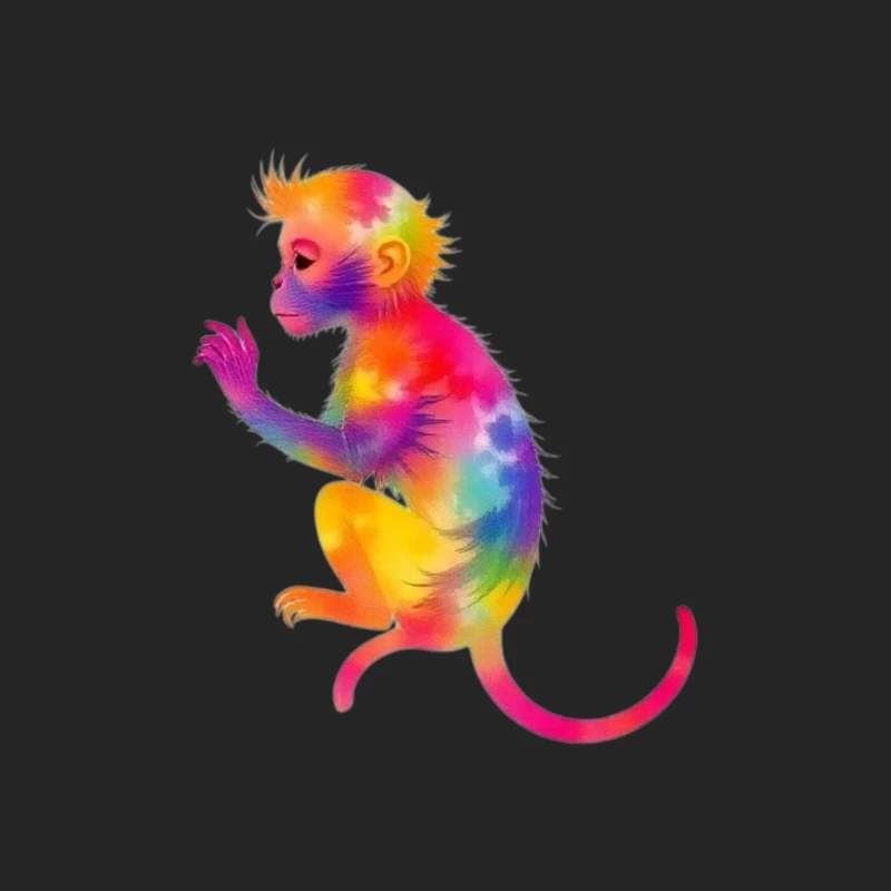 Rainbow Gradient Monkey Art Male Pullover Sweatshirt