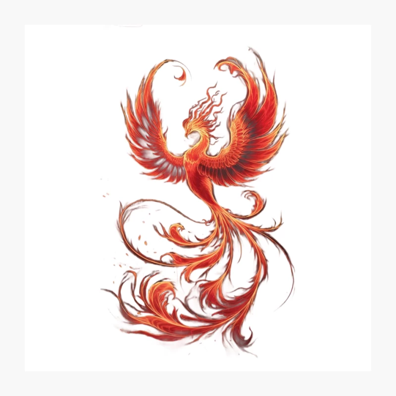 Majestic Phoenix: Mythical Fire Bird Rising in Fantasy Art Pin