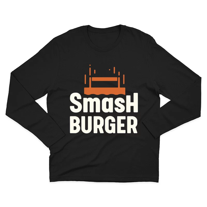 Smash Burger Minimalist Restaurant Logo Design Male Long Sleeve T-Shirt