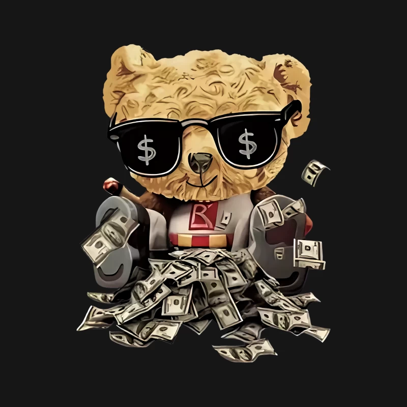 Cooler Teddybär mit Sonnenbrille und Geld Damen Langarm T-Shirt