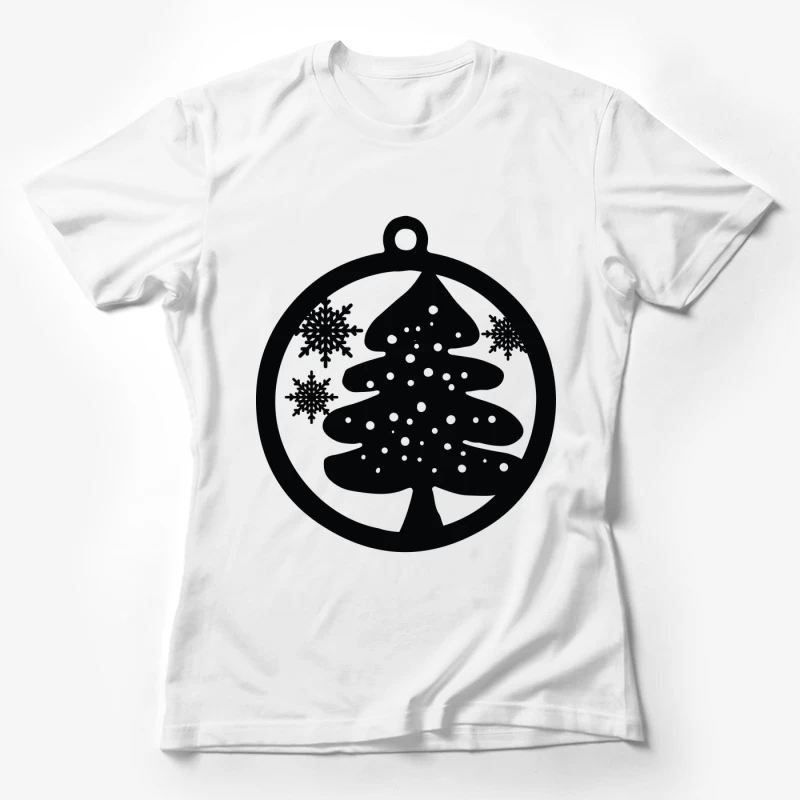 Décoration en bois de Noël avec arbre et flocons Femme T-Shirt