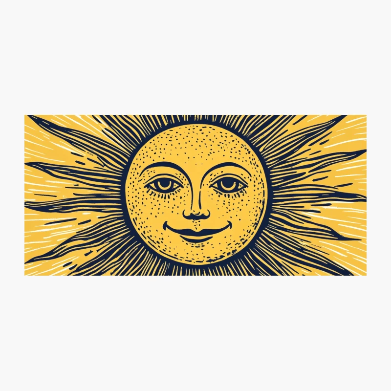 Vintage Woodcut-Style Sun Illustration with Celestial Artistry Coffee Mug