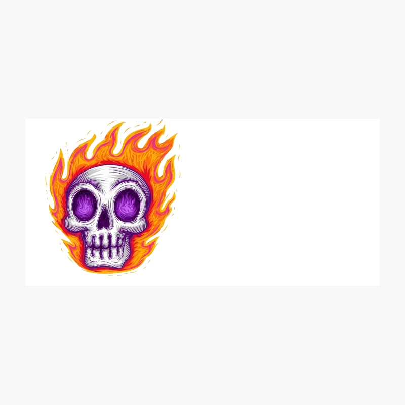 Fiery Purple Skull: Spooky Halloween Illustration Coffee Mug