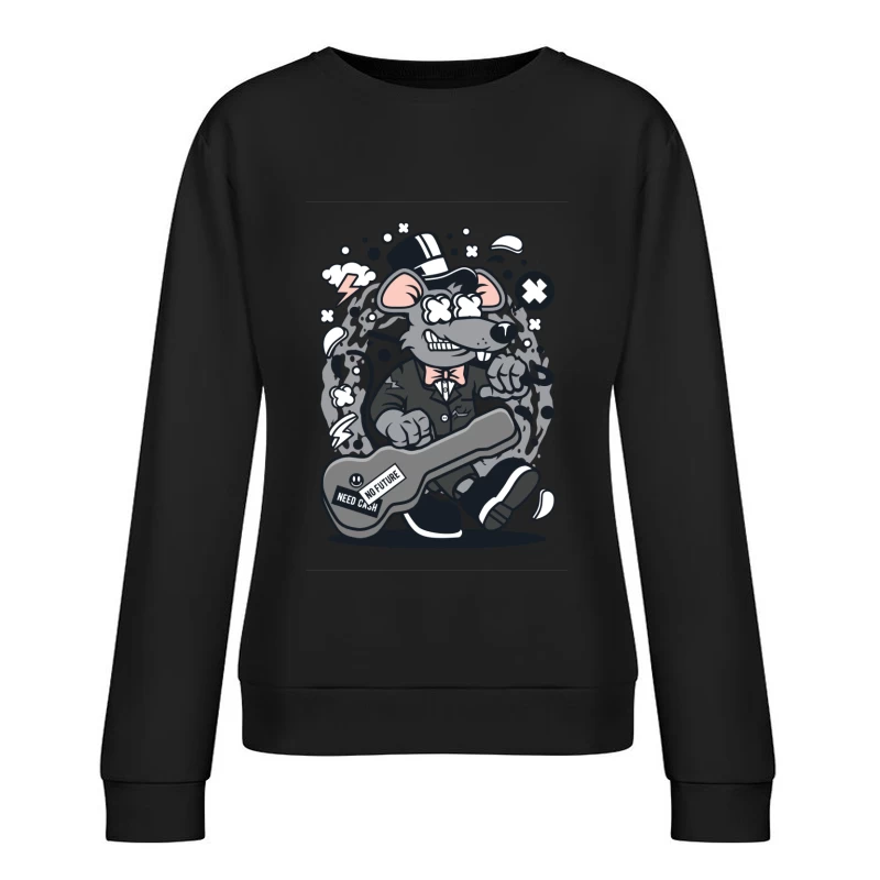 Rat en smoking avec guitare Femme Sweat-shirt à enfiler