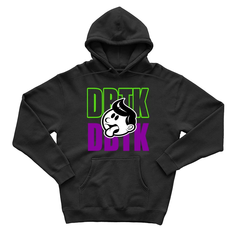 Playful Cartoon Logo Design Male Pullover Hoodie