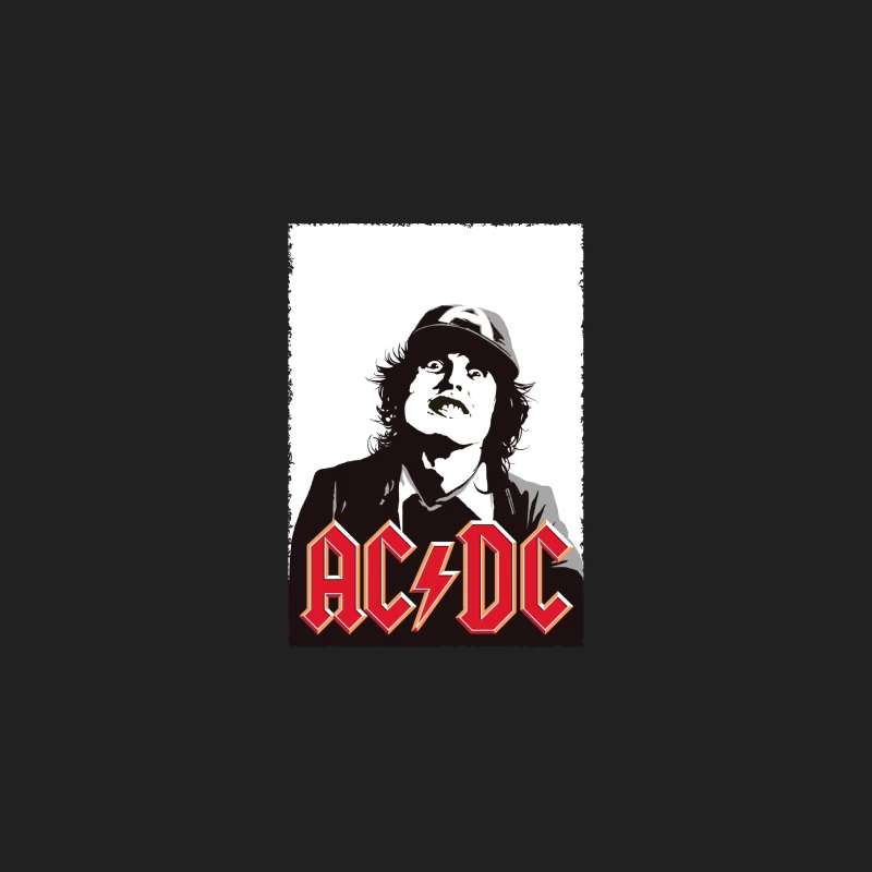 Black and White Artistic Portrait with AC/DC Rock Band Logo Bucket Hat